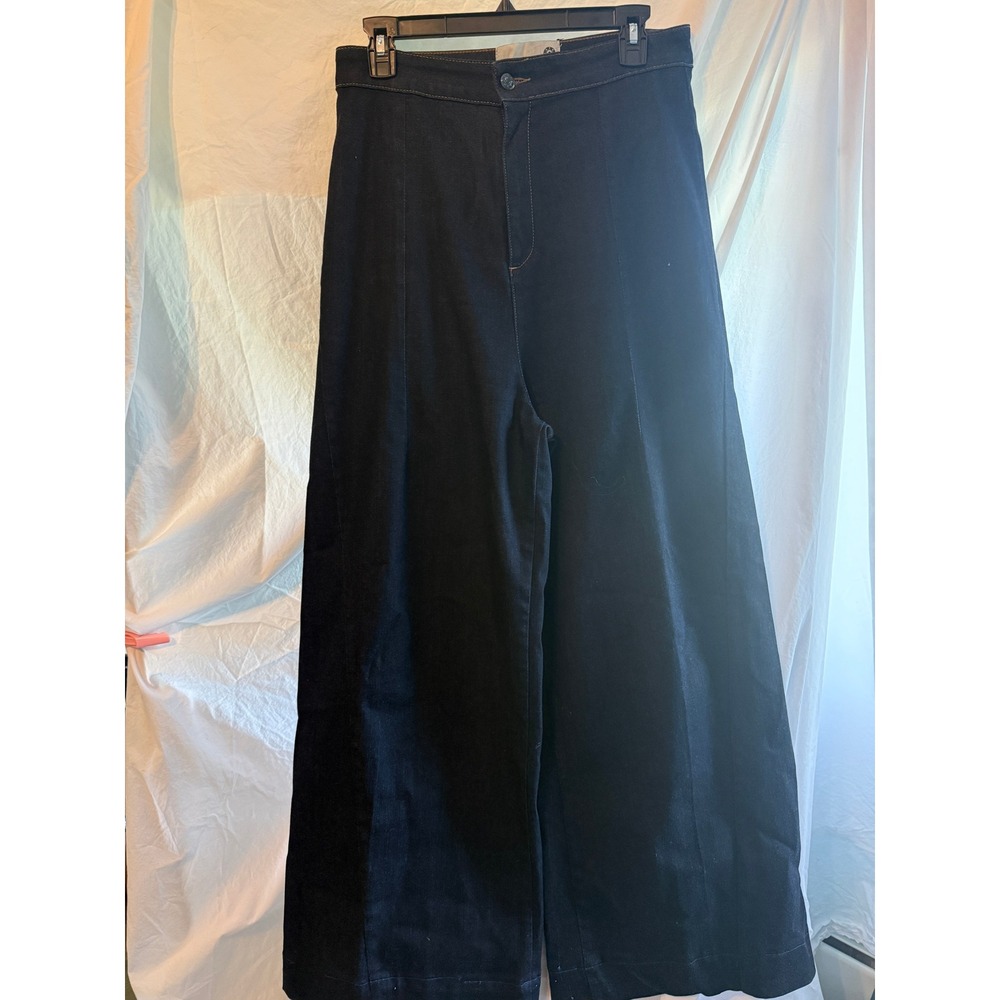 8 by YOOX Wide Leg Jeans Indigo Blue High Waist Made in Italy Size 29